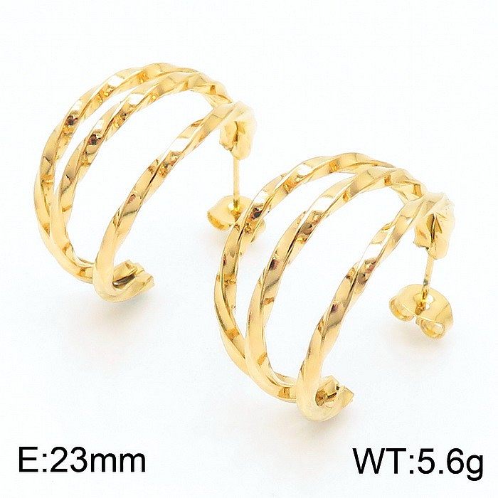 1 Pair Bridal Shiny C Shape Plating Stainless Steel  18K Gold Plated Ear Studs