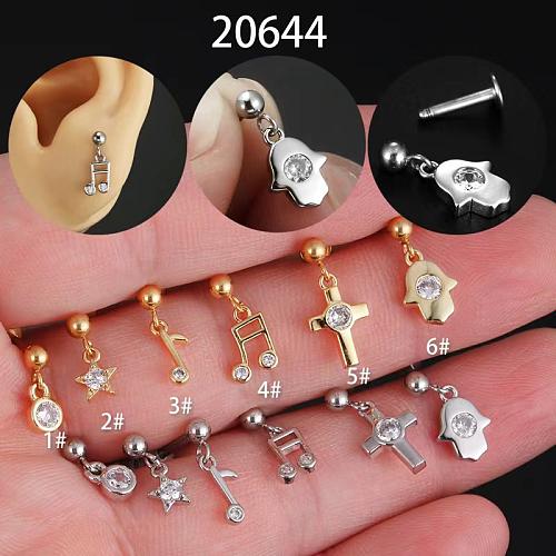 Fashion Star Stainless Steel Zircon Lip Stud 1 Piece