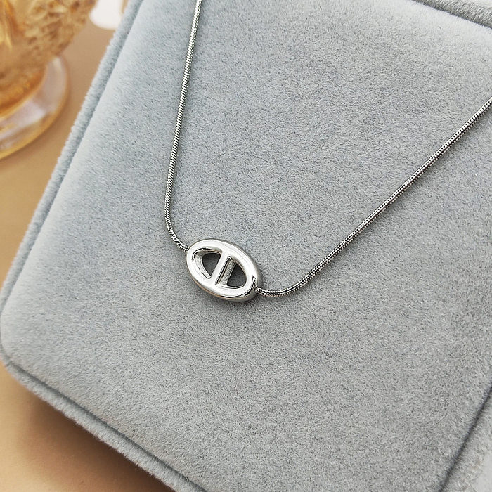 Casual Simple Style Solid Color Stainless Steel Plating Hollow Out Necklace
