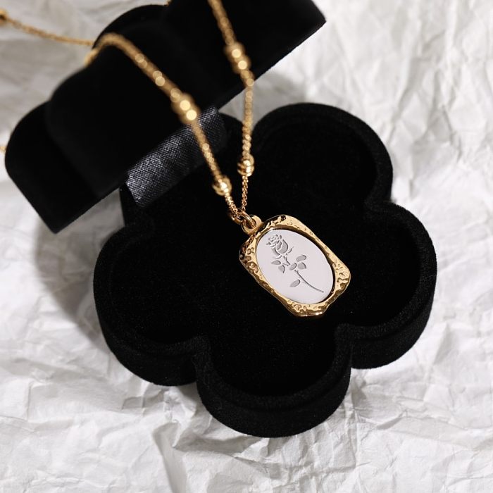 Retro Simple Style Rose Stainless Steel  Plating 18K Gold Plated Pendant Necklace