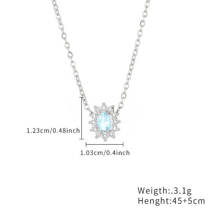 IG Style Simple Style Oval Stainless Steel  Plating Inlay Zircon Rose Gold Plated Necklace