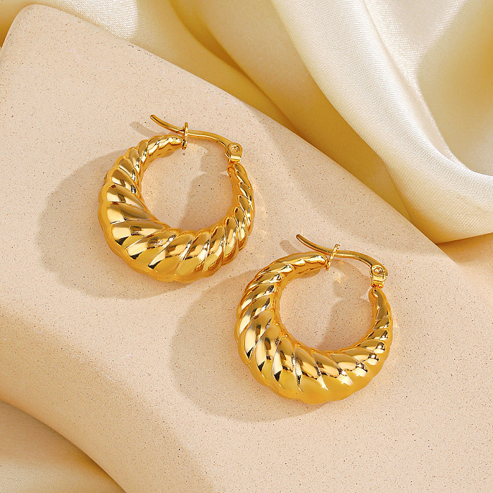 1 Pair Simple Style Round Plating Stainless Steel  18K Gold Plated Earrings