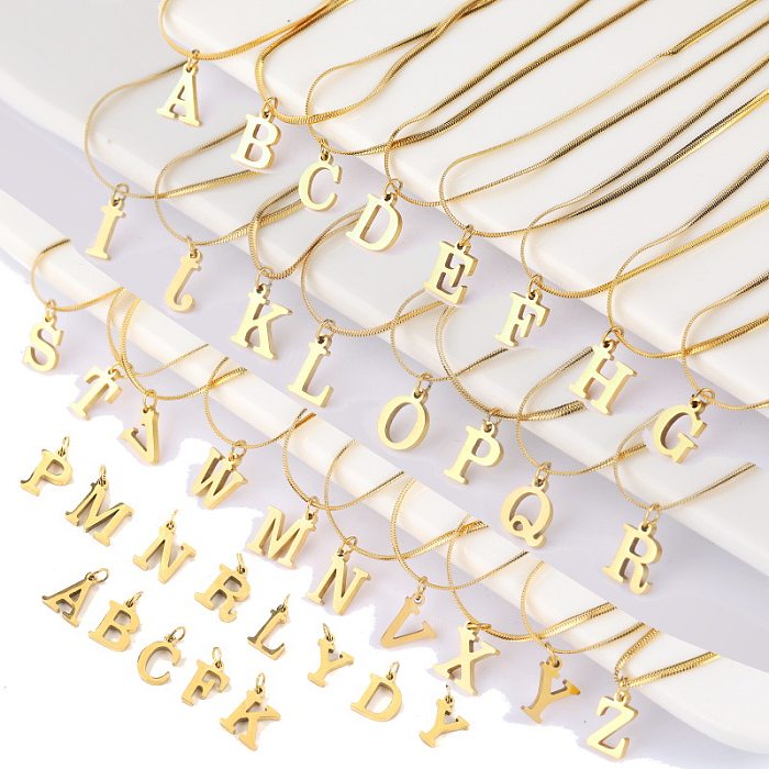 Colar banhado a ouro em aço inoxidável com letras da moda