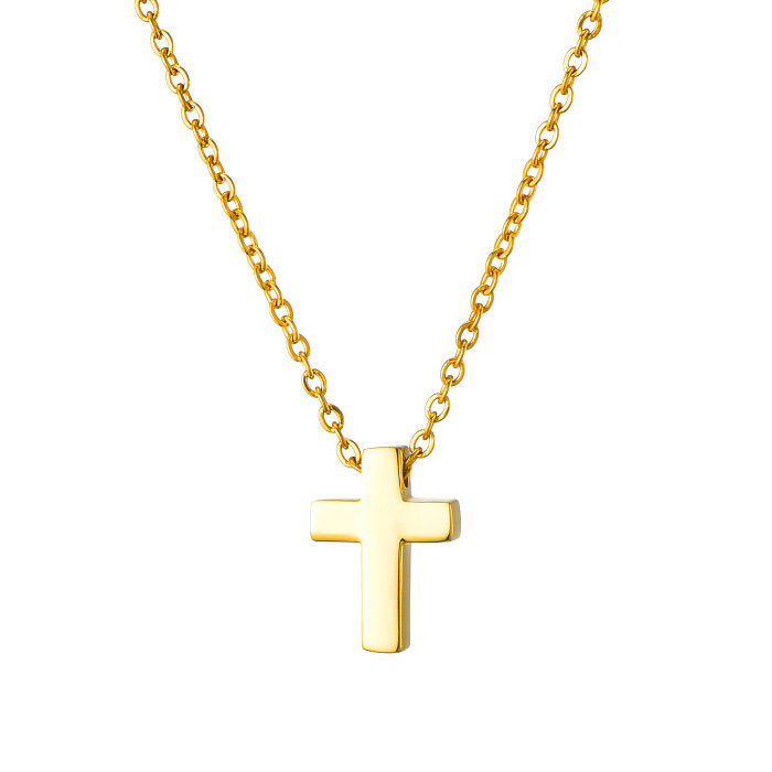 Basic Cross Stainless Steel  Pendant Necklace