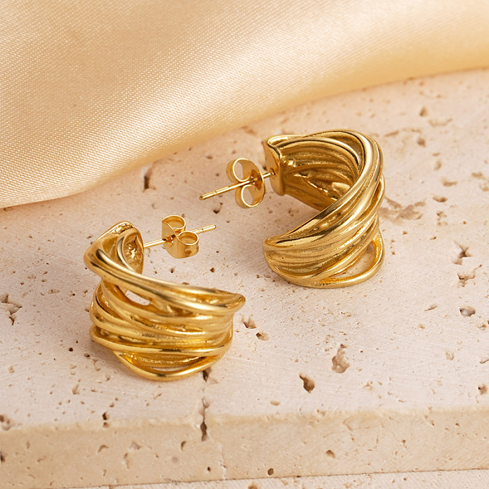1 par de pinos de orelha banhados a ouro de zircônia de aço inoxidável estilo vintage férias cor sólida chapeamento