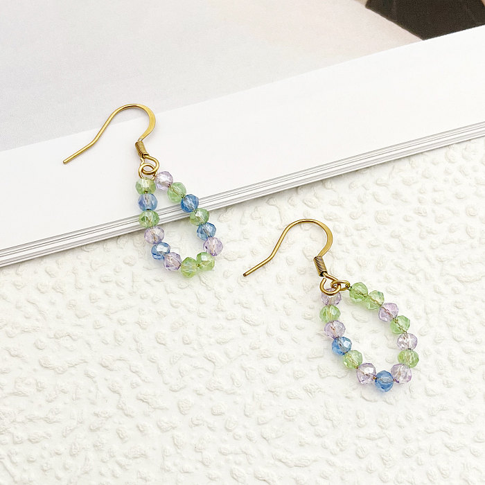 Boucles d'oreilles pendantes en acier inoxydable plaqué or, 1 pièce, Style Simple et décontracté, placage de perles géométriques