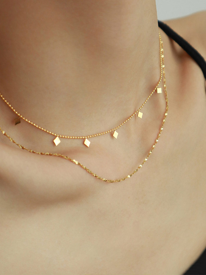 Mehrlagige Halsketten mit geometrischer Edelstahlbeschichtung im schlichten Stil