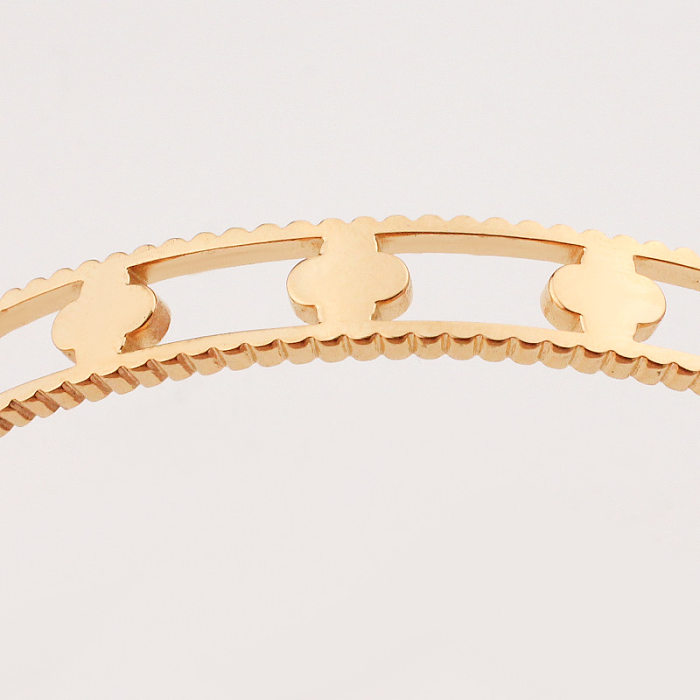 Bracelet à strass en acier titane trèfle à quatre feuilles géométrique à la mode
