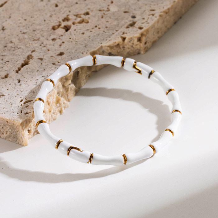 Bracelet rond en acier inoxydable plaqué or et Zircon, Style INS, vente en gros