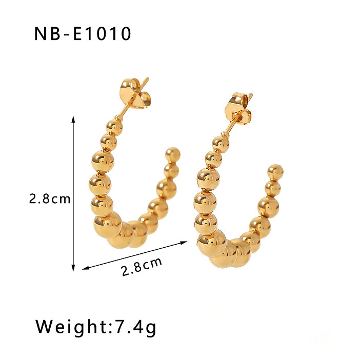 1 Pair IG Style Vintage Style Simple Style Ball Plating Stainless Steel  18K Gold Plated Earrings