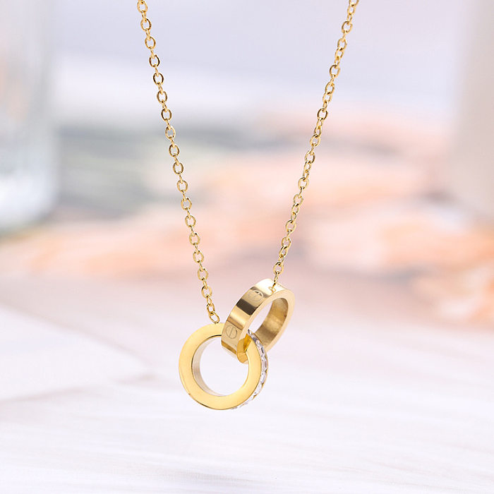 Casual Simple Style Circle Stainless Steel Plating Inlay Zircon Necklace