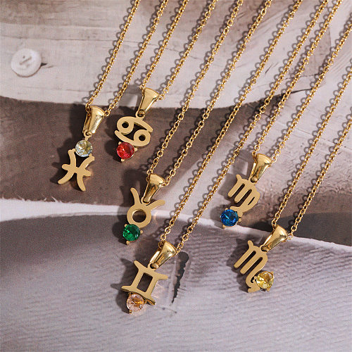 Mode-Sternbild-Halskette aus Edelstahl mit Edelstahlbeschichtung und Geburtsstein-Anhänger