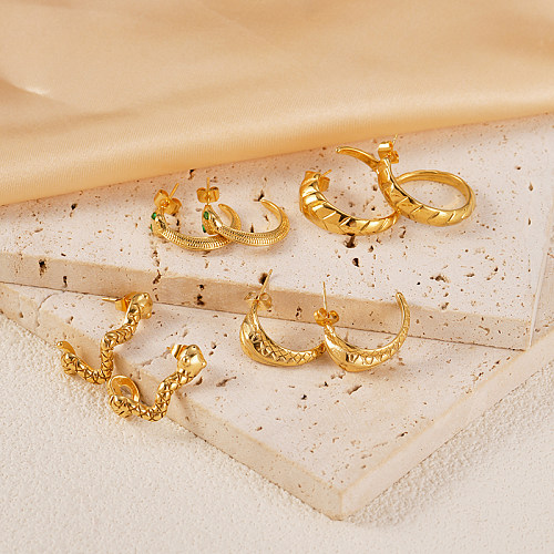 1 par de brincos de orelha banhados a ouro de aço inoxidável revestido de cor sólida para férias praia