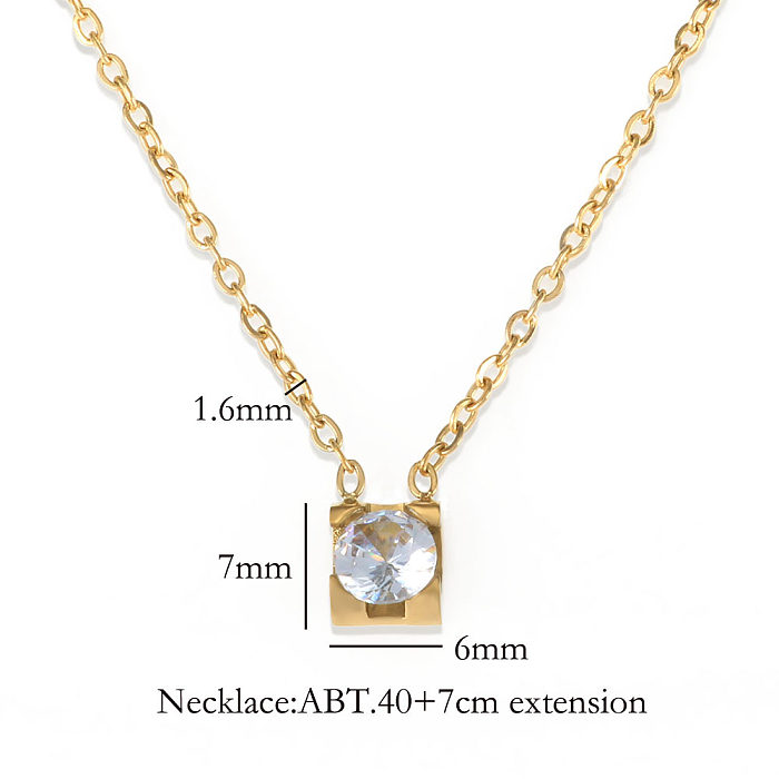 Simple Style Geometric Stainless Steel Plating Zircon Pendant Necklace 1 Piece