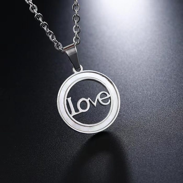 Casual Streetwear Round Letter Stainless Steel  Gold Plated Silver Plated Pendant Necklace