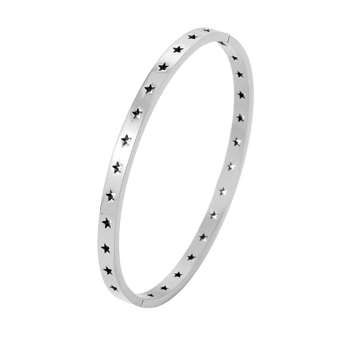 Bracelet creux en acier titane avec étoile de style simple pour dame