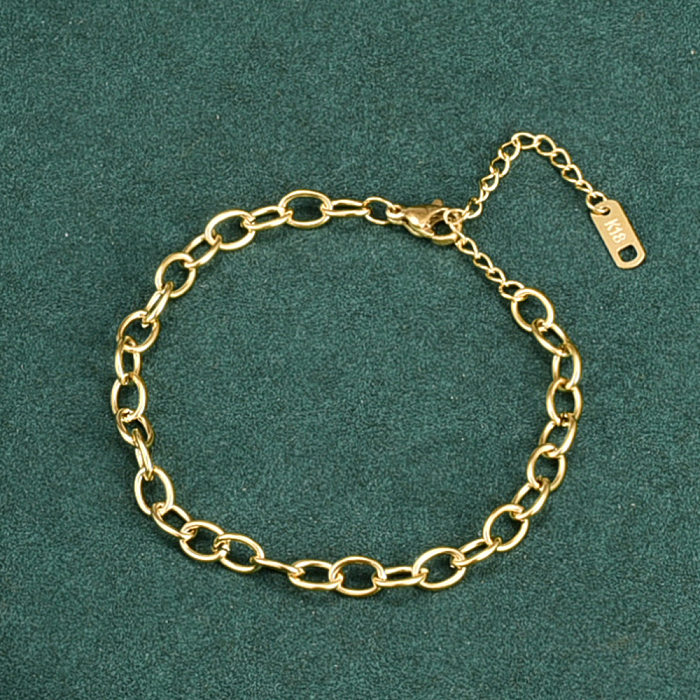 Bracelete de aço Titanium do ouro da corrente 18K transversal doce da forma para mulheres