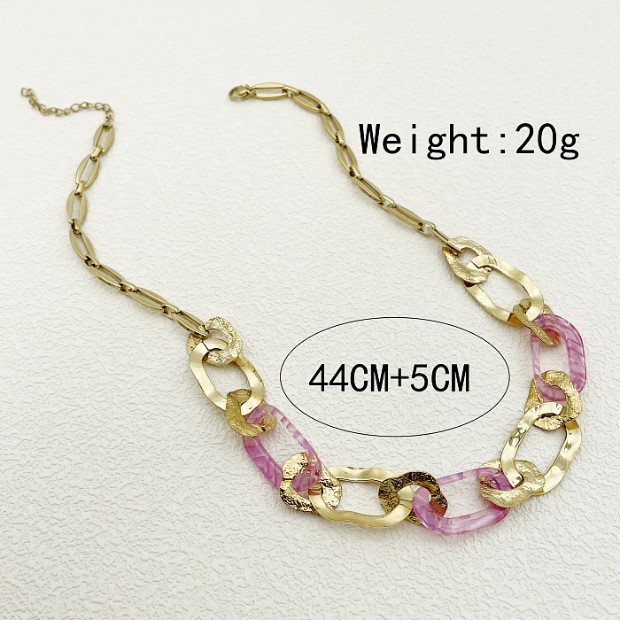 Exaggerated Punk Artistic Geometric Stainless Steel  Acetic Acid Sheets Plating Gold Plated Necklace