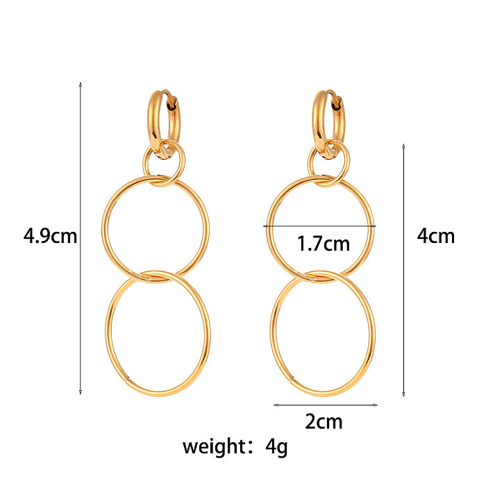 Fashion Round Stainless Steel  Plating Drop Earrings 1 Pair