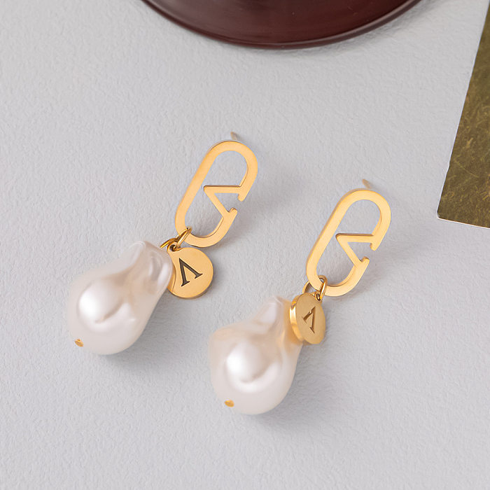 1 Paar Damen-Ohrringe aus Edelstahl mit runder Beschichtung