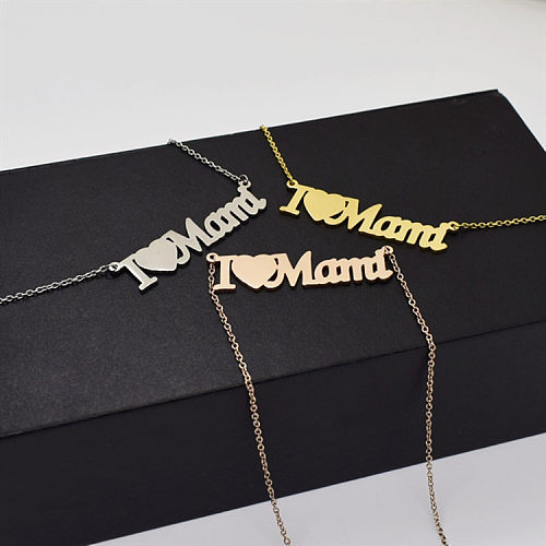 1 Stück MAMA-Halskette mit Buchstaben und Herzform aus Edelstahl