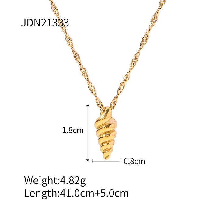 Fashion Spiral Stripe Stainless Steel  Stainless Steel Plating Pendant Necklace