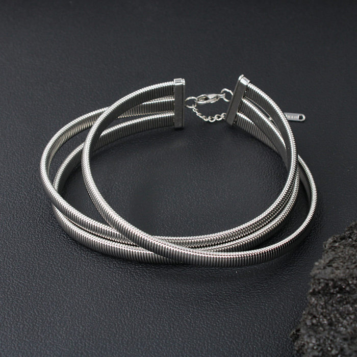 Punk Round Solid Color Stainless Steel  Chain Choker