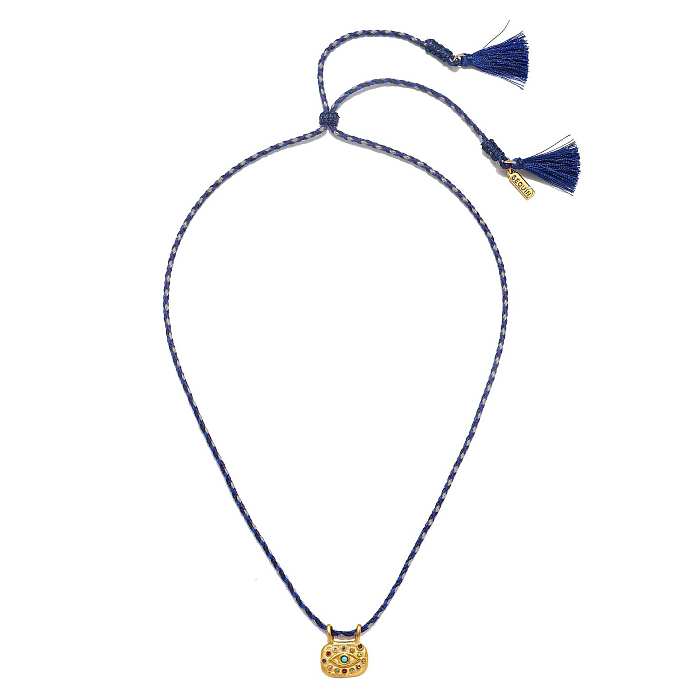 Halskette mit Anhänger im Vintage-Stil „Comute Devil's Eye“ mit Inlay aus Zirkon und 18 Karat vergoldetem Edelstahl