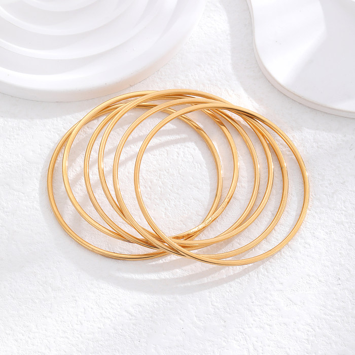 Simple Style Classic Style Circle Titanium Steel Plating 24K Gold Plated Bangle