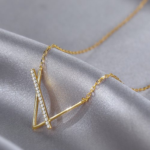 Moda estilo simples geométrico de aço inoxidável strass metal diamante colar de pedras preciosas artificiais