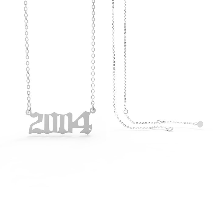 Retro Stainless Steel  28 Years Number Necklace
