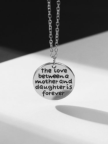 Classic Style Round Letter Stainless Steel  Pendant Necklace