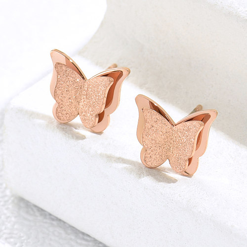 1 Pair Simple Style Butterfly Stainless Steel  Plating Ear Studs