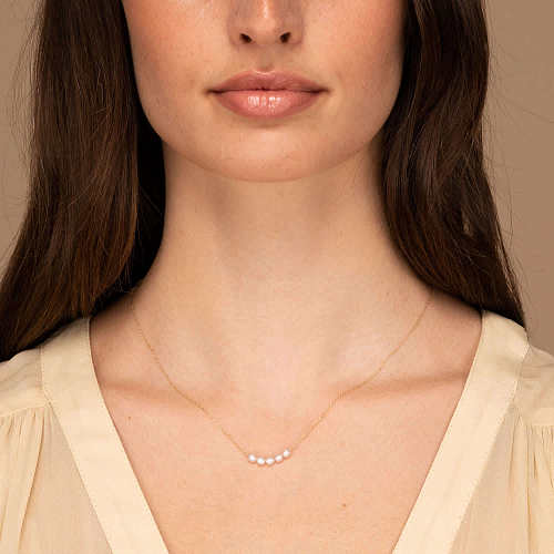 Collier de perles Vintage Simple en acier inoxydable 18 carats, vente en gros de bijoux