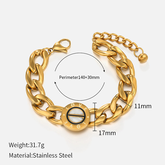 Fashion Round Stainless Steel Plating Natural Stone Bracelets