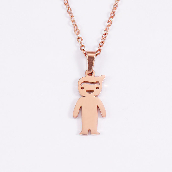 Casual Cute Human Stainless Steel  Polishing Plating 18K Gold Plated Rose Gold Plated Pendant Necklace