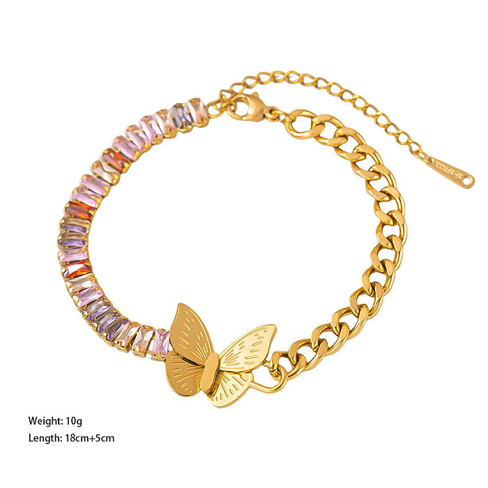 Bracelets en Zircon avec incrustation d'acier et de titane papillon de Style IG