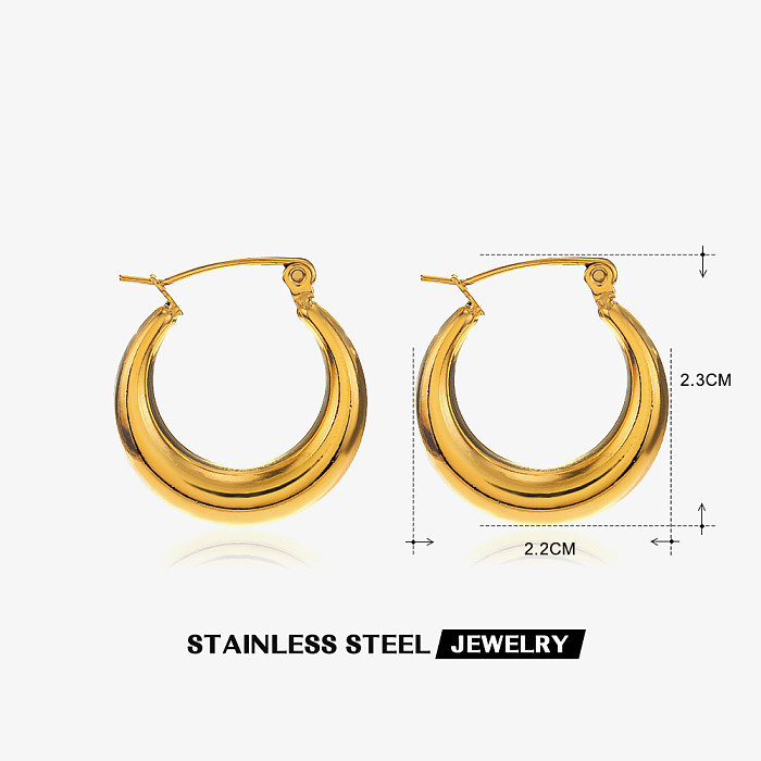 1 Pair Simple Style Round Plating Stainless Steel  18K Gold Plated Hoop Earrings