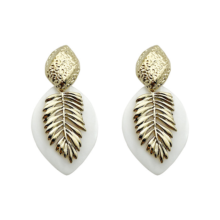 1 Pair Vintage Style Vacation Artistic Leaves Fish Bone Stainless Steel  Polishing Plating Gold Plated Drop Earrings