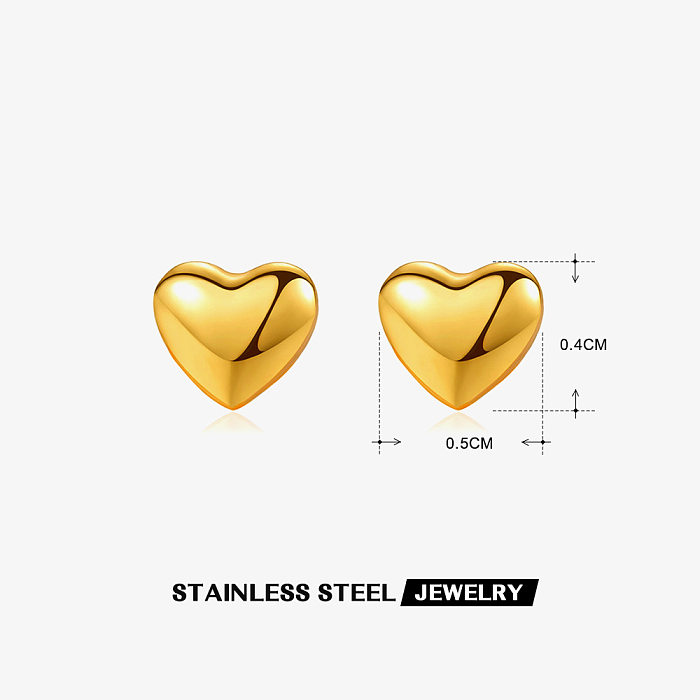 1 par casual estilo simples formato de coração chapeado aço inoxidável 18K brincos banhados a ouro
