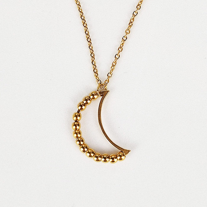 Collier pendentif en acier inoxydable plaqué en forme de coeur de lune de triangle de style simple