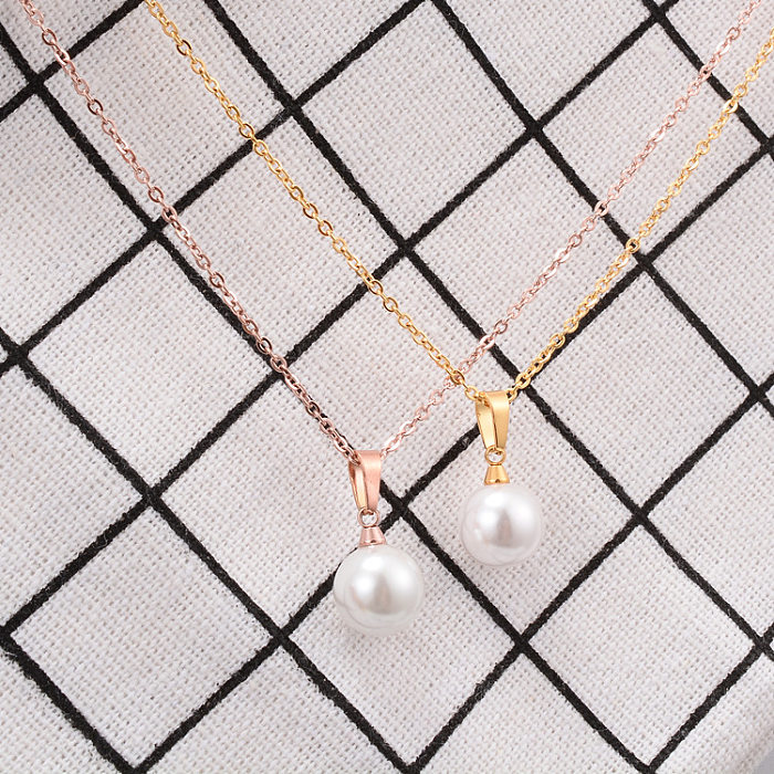 Collier en acier inoxydable avec perles de Style coréen, vente en gros de bijoux