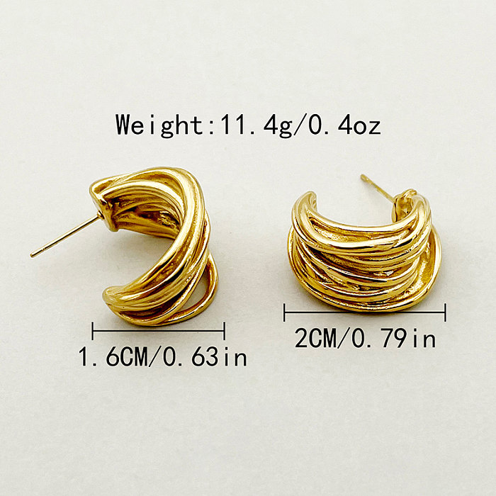 1 Pair Casual Simple Style Commute Lines Plating Stainless Steel  Gold Plated Ear Studs