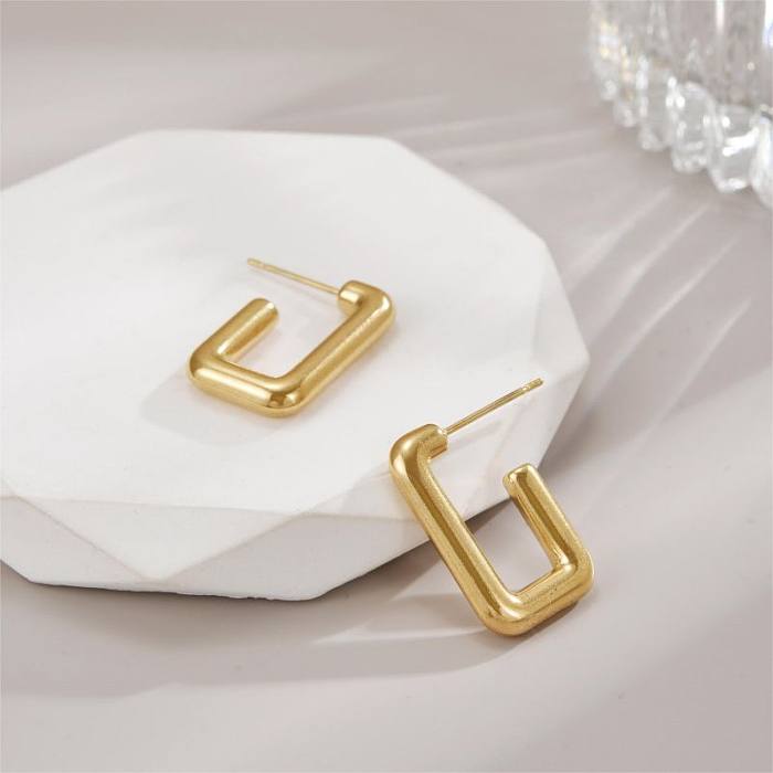 1 Pair Simple Style Geometric Polishing Plating Stainless Steel  18K Gold Plated Ear Studs