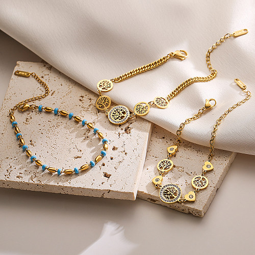 Bracelets en Zircon plaqué or 18 carats, Style Vintage, arbre porte-bonheur, titane, vente en gros
