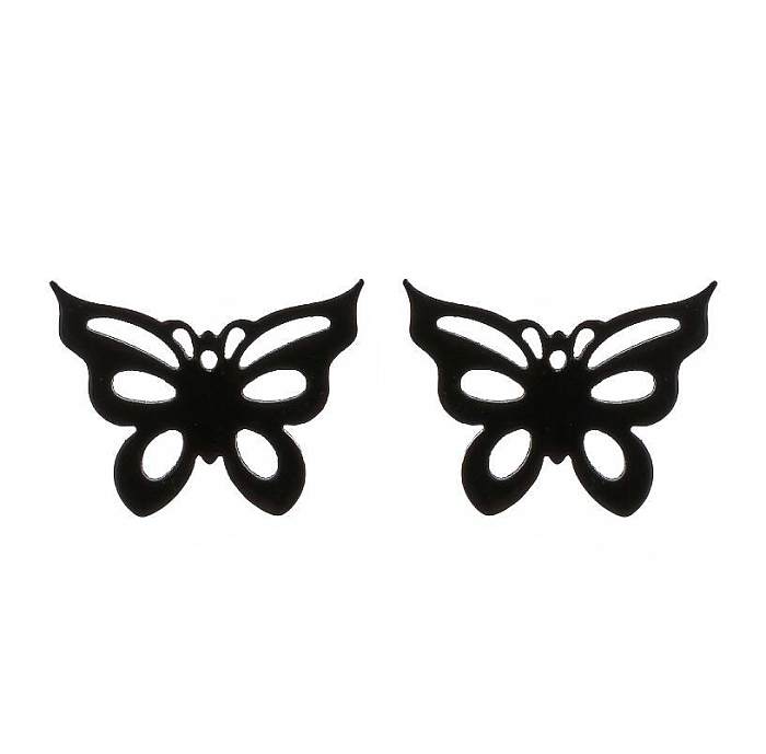 1 par de pendientes chapados en acero inoxidable con forma de mariposa a la moda