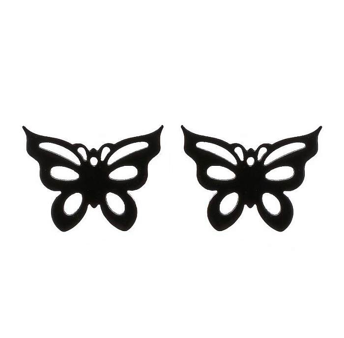 1 paire de clous d'oreilles papillon décontractés en acier inoxydable plaqué