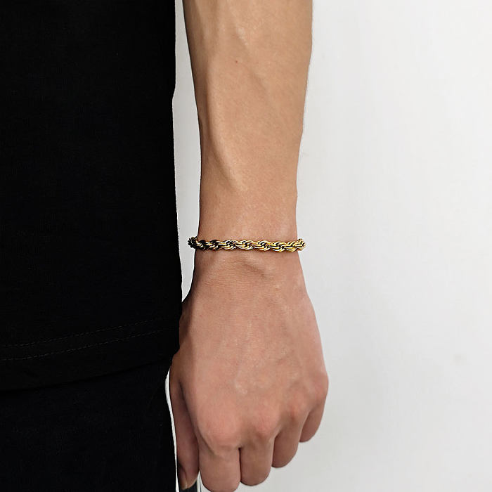1 pièce de bracelets plaqués en acier inoxydable Hip-Hop Twist