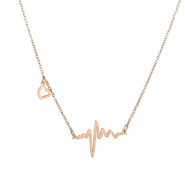 French Style Modern Style Korean Style Electrocardiogram Stainless Steel Plating 18K Gold Plated Necklace