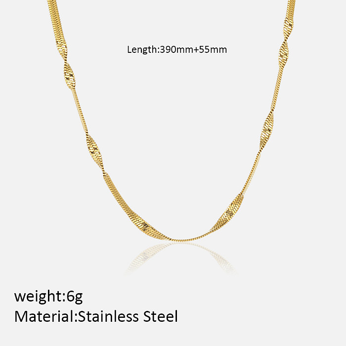 Hip-Hop Cool Style Solid Color Stainless Steel  Plating 18K Gold Plated Necklace